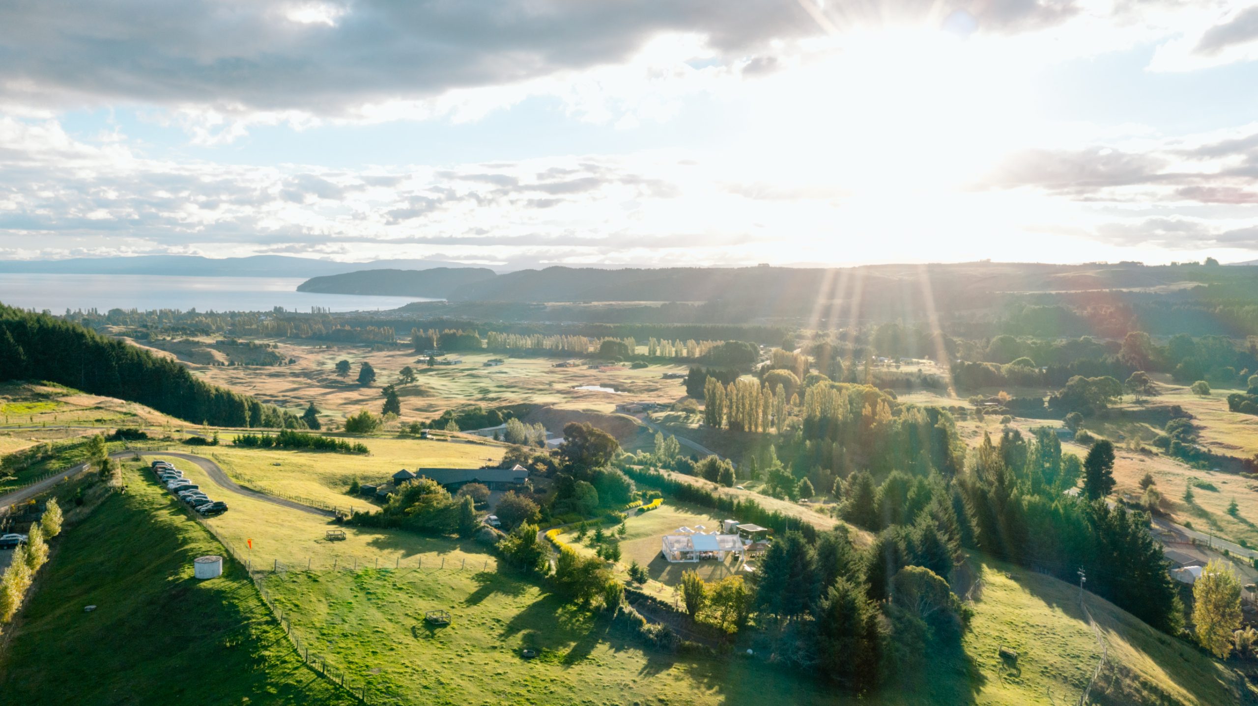 Aerial view of Lochview over Lake Taupō